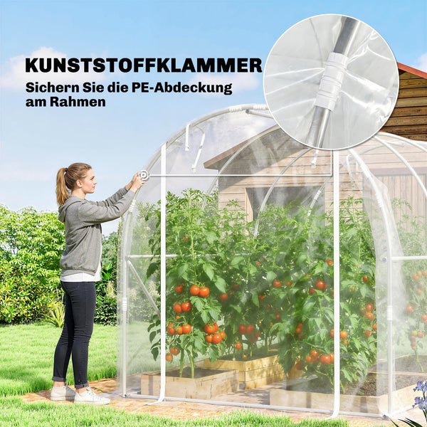 Tunnelgewächshaus begehbar mit Stahlrahmen und UV-Schutz