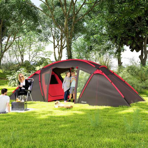 Tunnelzelt Campingzelt mit 3 Schlafräumen für 4-6 Personen