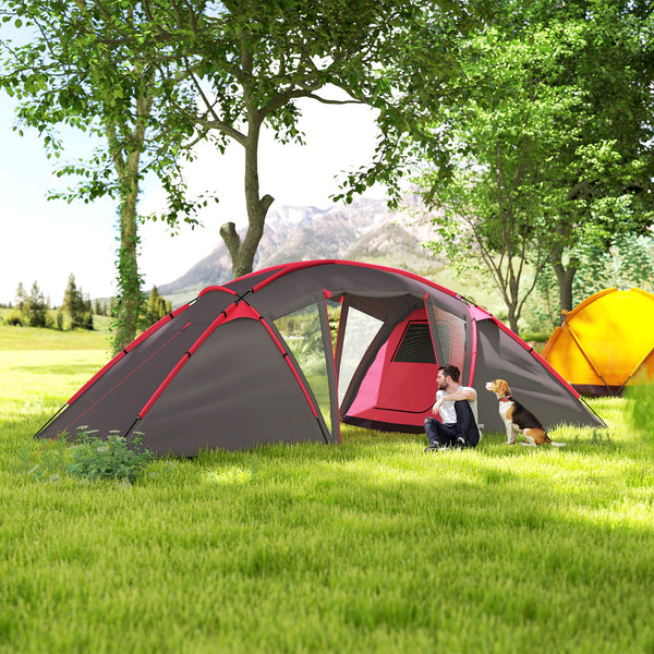 Tunnelzelt Campingzelt mit 3 Schlafräumen für 4-6 Personen