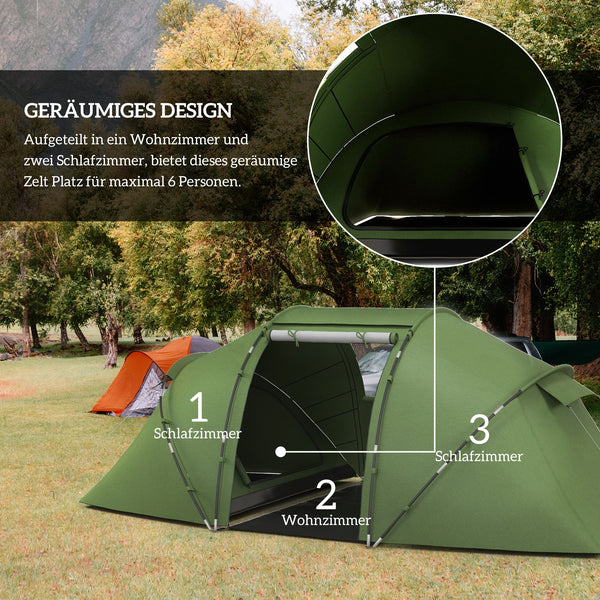 Tunnelzelt Campingzelt wasserdicht mit Bodenplane 4-6 Personen