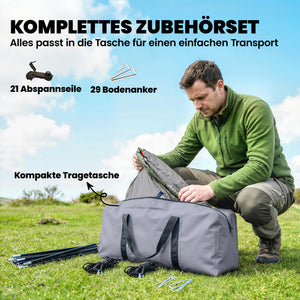 Tunnelzelt mit Vorzelt und zwei Schlafkabinen für 4 Personen