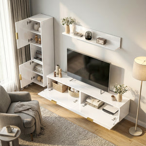 TV-Board schwebend für Wohnzimmer Wand 180cm hochglanz weiss
