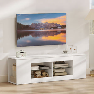 TV Lowboard mit Glasregalen und viel Stauraum 140cm weiss