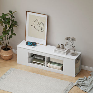 TV Lowboard mit Glasregalen und viel Stauraum 140cm weiss