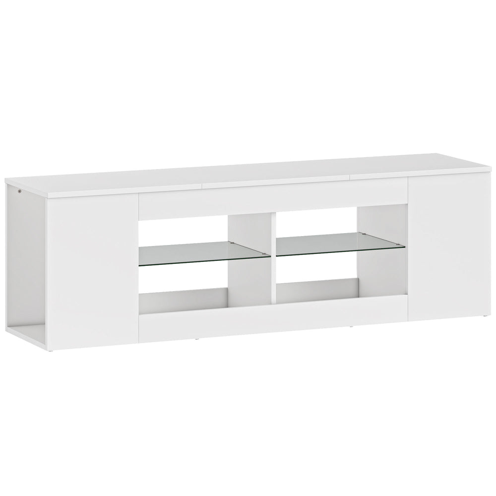 TV Lowboard mit Glasregalen und viel Stauraum 140cm weiss