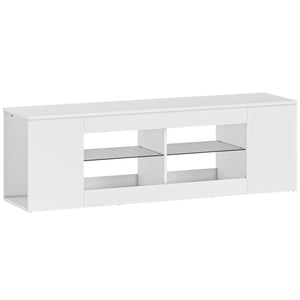 TV Lowboard mit Glasregalen und viel Stauraum 140cm weiss