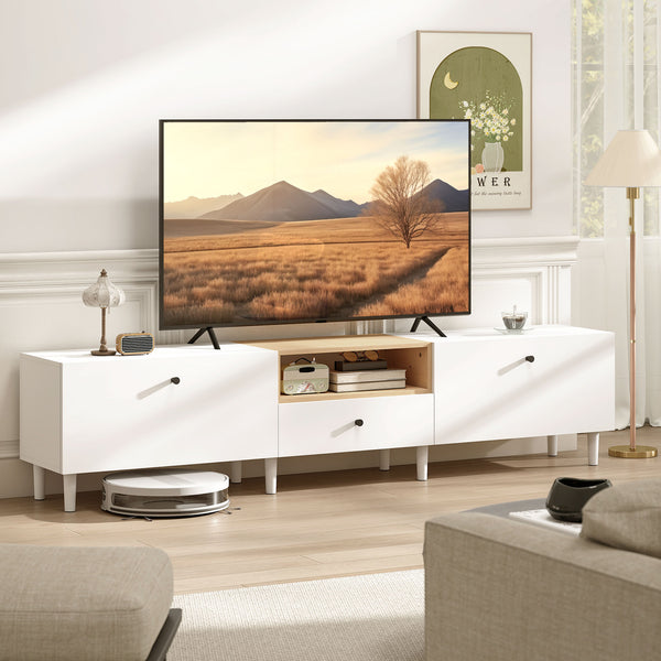 TV Lowboard mit Stauraum für Fernseher bis 90 Zoll 200cm weiss