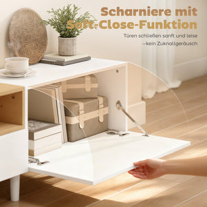 TV Lowboard mit Stauraum für Fernseher bis 90 Zoll 200cm weiss