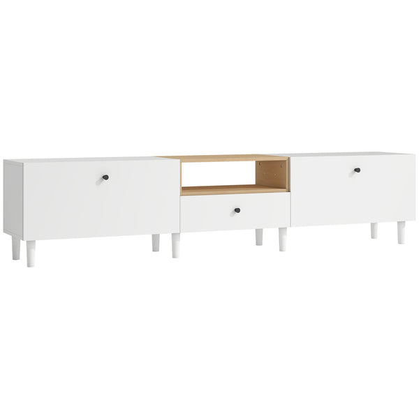 TV Lowboard mit Stauraum für Fernseher bis 90 Zoll 200cm weiss