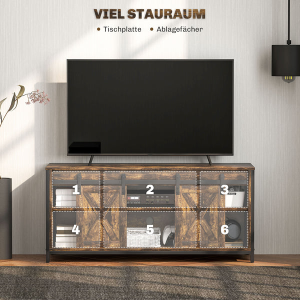 TV Lowboard im Industrial Design mit Schiebetüren für 60 Zoll