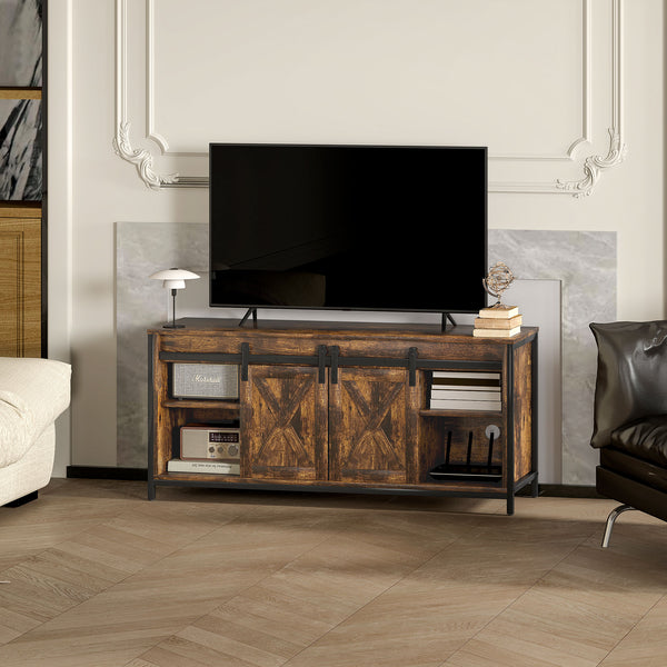 TV Lowboard im Industrial Design mit Schiebetüren für 60 Zoll