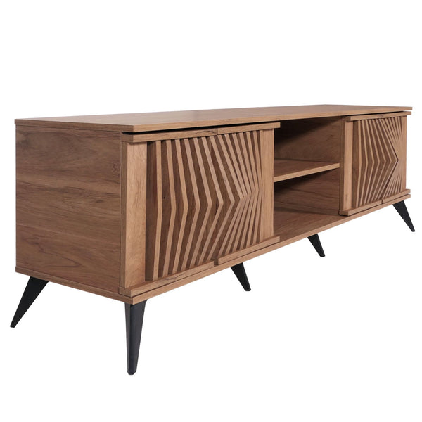 TV-Rack Fernsehtisch Lowboard 3D-Design Staufächer 55x166x41cm braun