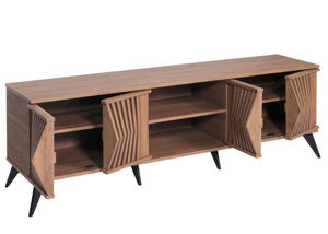 TV-Rack Fernsehtisch Lowboard 3D-Design Staufächer 55x166x41cm braun