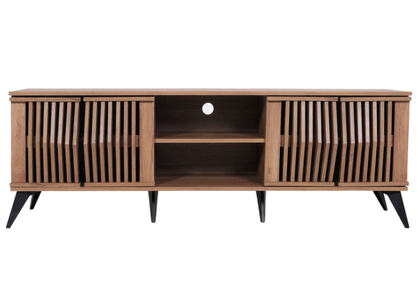 TV-Rack Fernsehtisch Lowboard 3D-Design Staufächer 55x166x41cm braun