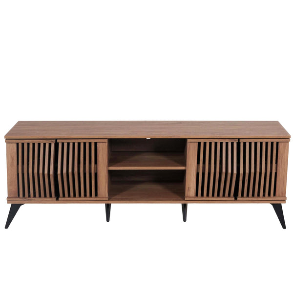 TV-Rack Fernsehtisch Lowboard 3D-Design Staufächer 55x166x41cm braun