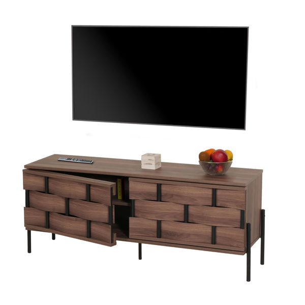 TV-Rack Fernsehtisch Lowboard 3D-Flecht-Design 120cm braun