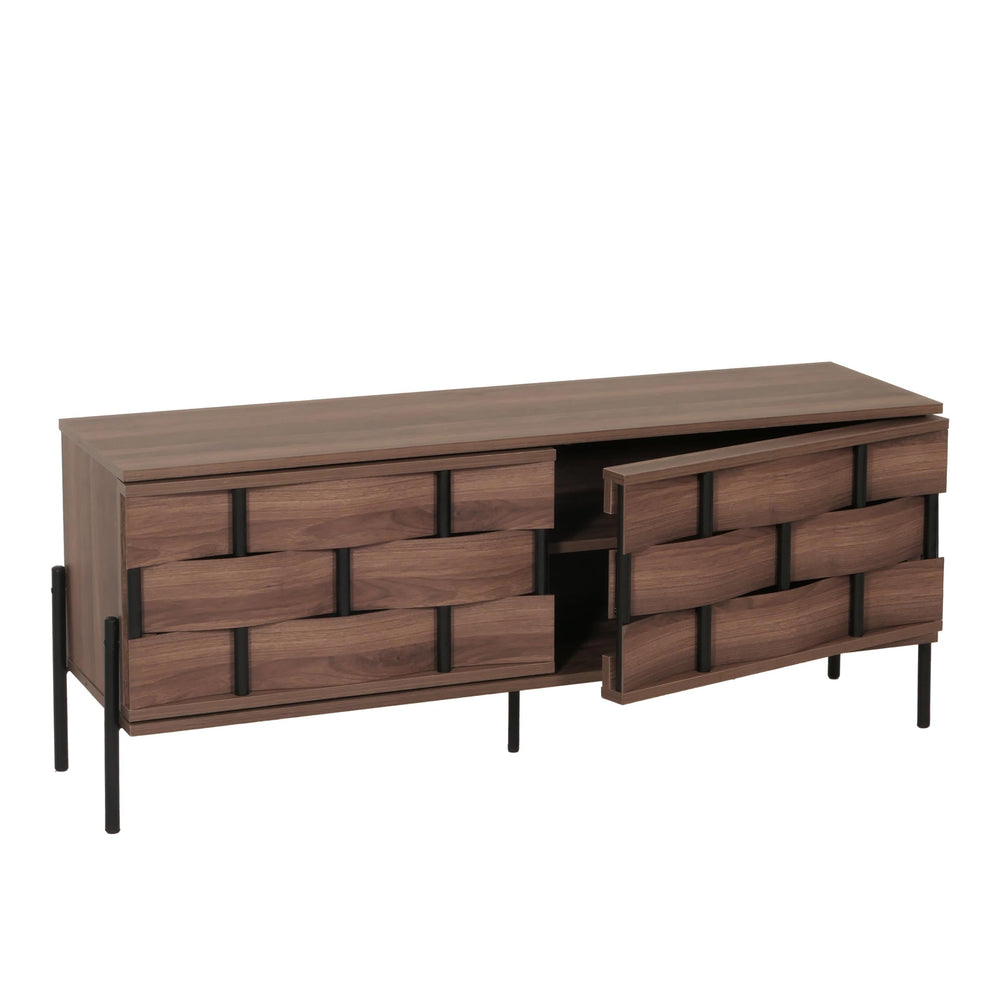 TV-Rack Fernsehtisch Lowboard 3D-Flecht-Design 120cm braun