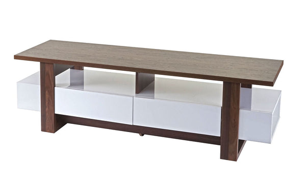 TV-Rack Fernsehtisch Lowboard 3D-Struktur 46x150x45cm Walnuss-Optik Hochglanz