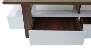 TV-Rack Fernsehtisch Lowboard 3D-Struktur 46x150x45cm Walnuss-Optik Hochglanz