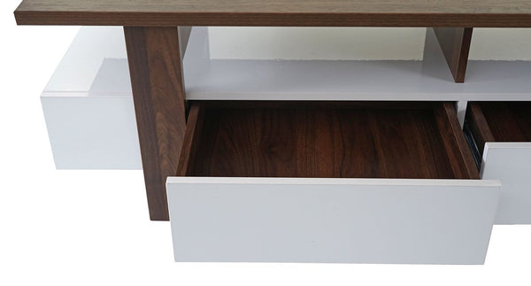 TV-Rack Fernsehtisch Lowboard 3D-Struktur 46x150x45cm Walnuss-Optik Hochglanz