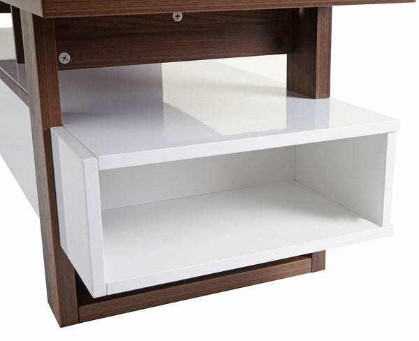 TV-Rack Fernsehtisch Lowboard 3D-Struktur 46x150x45cm Walnuss-Optik Hochglanz