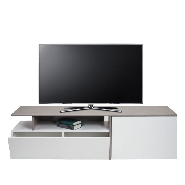 TV-Rack Lowboard Fernsehtisch 45x161x40cm Beton-Optik weiss