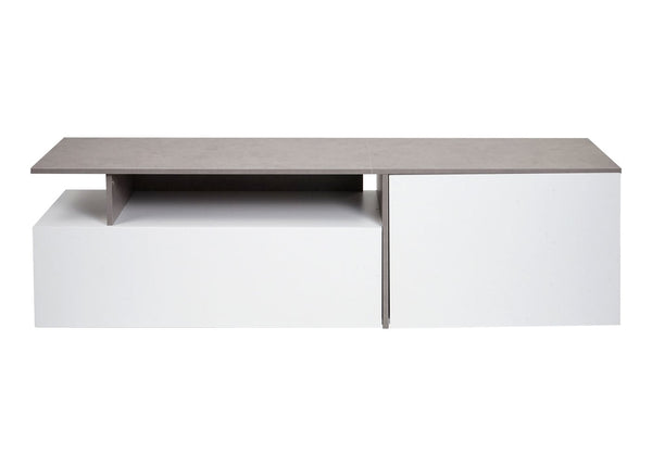 TV-Rack Lowboard Fernsehtisch 45x161x40cm Beton-Optik weiss