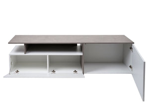 TV-Rack Lowboard Fernsehtisch 45x161x40cm Beton-Optik weiss