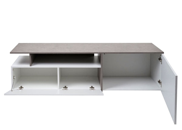 TV-Rack Lowboard Fernsehtisch 45x161x40cm Beton-Optik weiss