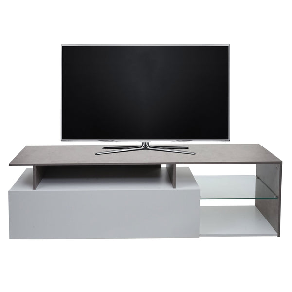 TV-Rack Lowboard Fernsehtisch 47x170x40cm Beton-Optik weiss