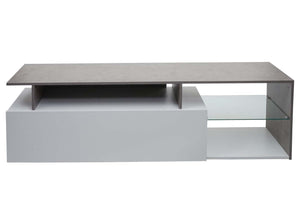 TV-Rack Lowboard Fernsehtisch 47x170x40cm Beton-Optik weiss