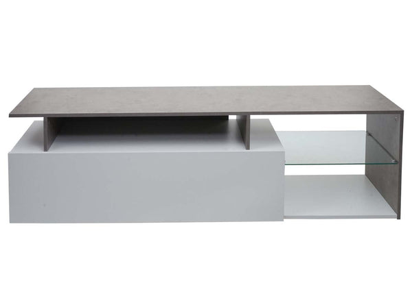 TV-Rack Lowboard Fernsehtisch 47x170x40cm Beton-Optik weiss