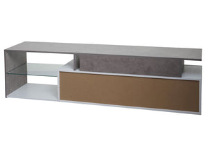 TV-Rack Lowboard Fernsehtisch 47x170x40cm Beton-Optik weiss