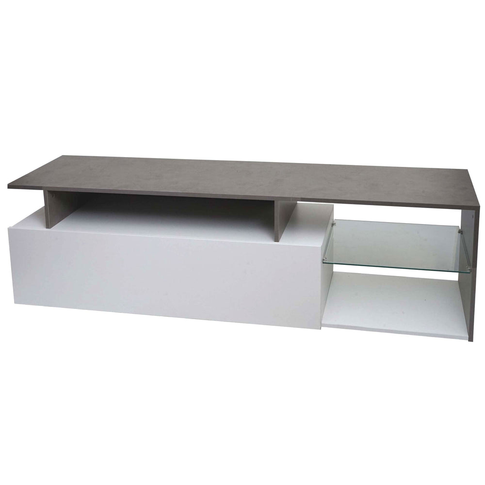 TV-Rack Lowboard Fernsehtisch 47x170x40cm Beton-Optik weiss