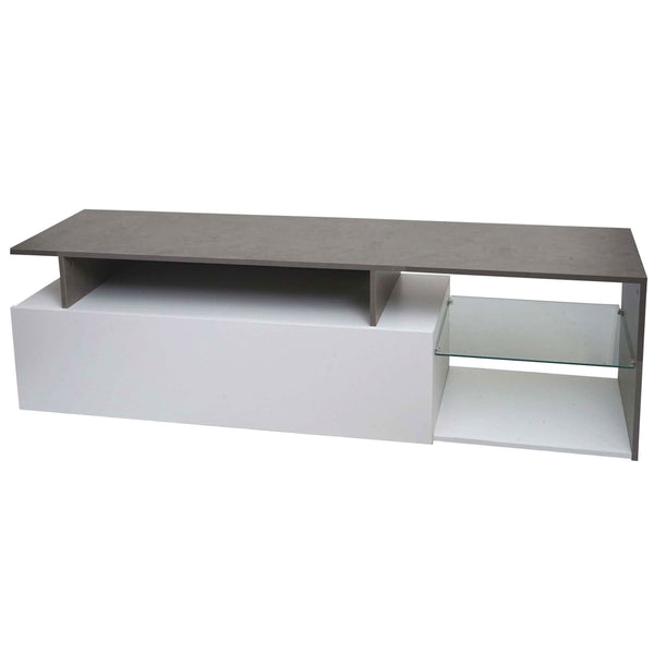 TV-Rack Lowboard Fernsehtisch 47x170x40cm Beton-Optik weiss
