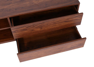TV-Rack Fernsehtisch Lowboard Kommode mit Schublade 42x140x40cm Walnuss-Optik