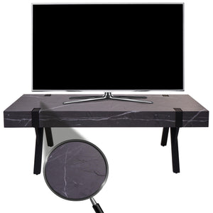 TV-Rack Fernsehtisch Lowboard Metall 42x120x40cm Marmor-Optik grau