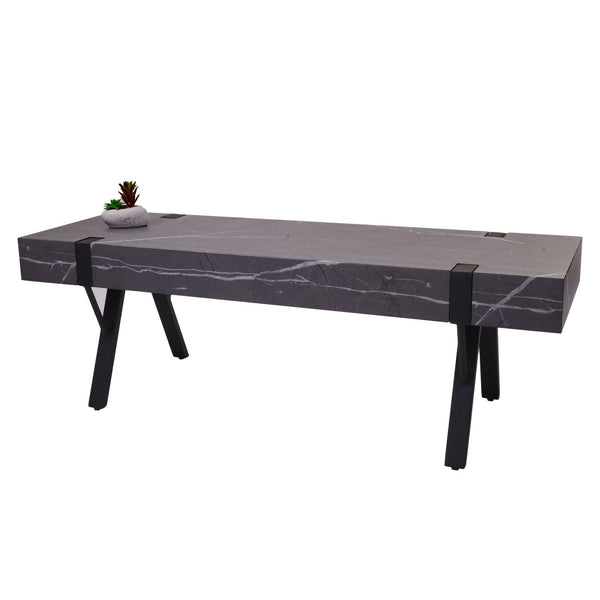 TV-Rack Fernsehtisch Lowboard Metall 42x120x40cm Marmor-Optik grau