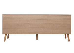 TV-Rack Lowboard TV-Schrank Kubu Rattan 56x140x41cm Eiche-Optik