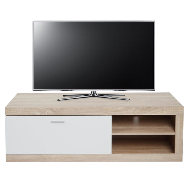 TV-Rack TV-Board Lowboard 43x140x41cm Eiche-Optik weiss
