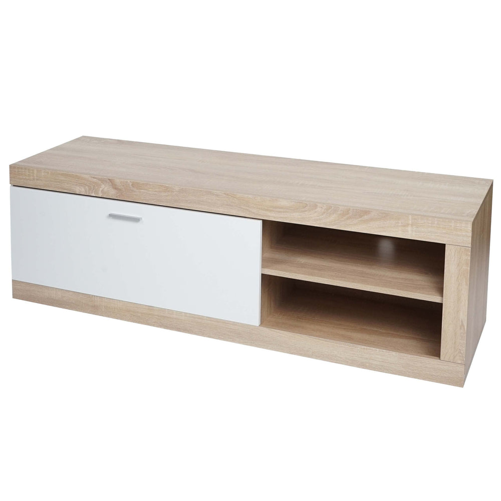 TV-Rack TV-Board Lowboard 43x140x41cm Eiche-Optik weiss