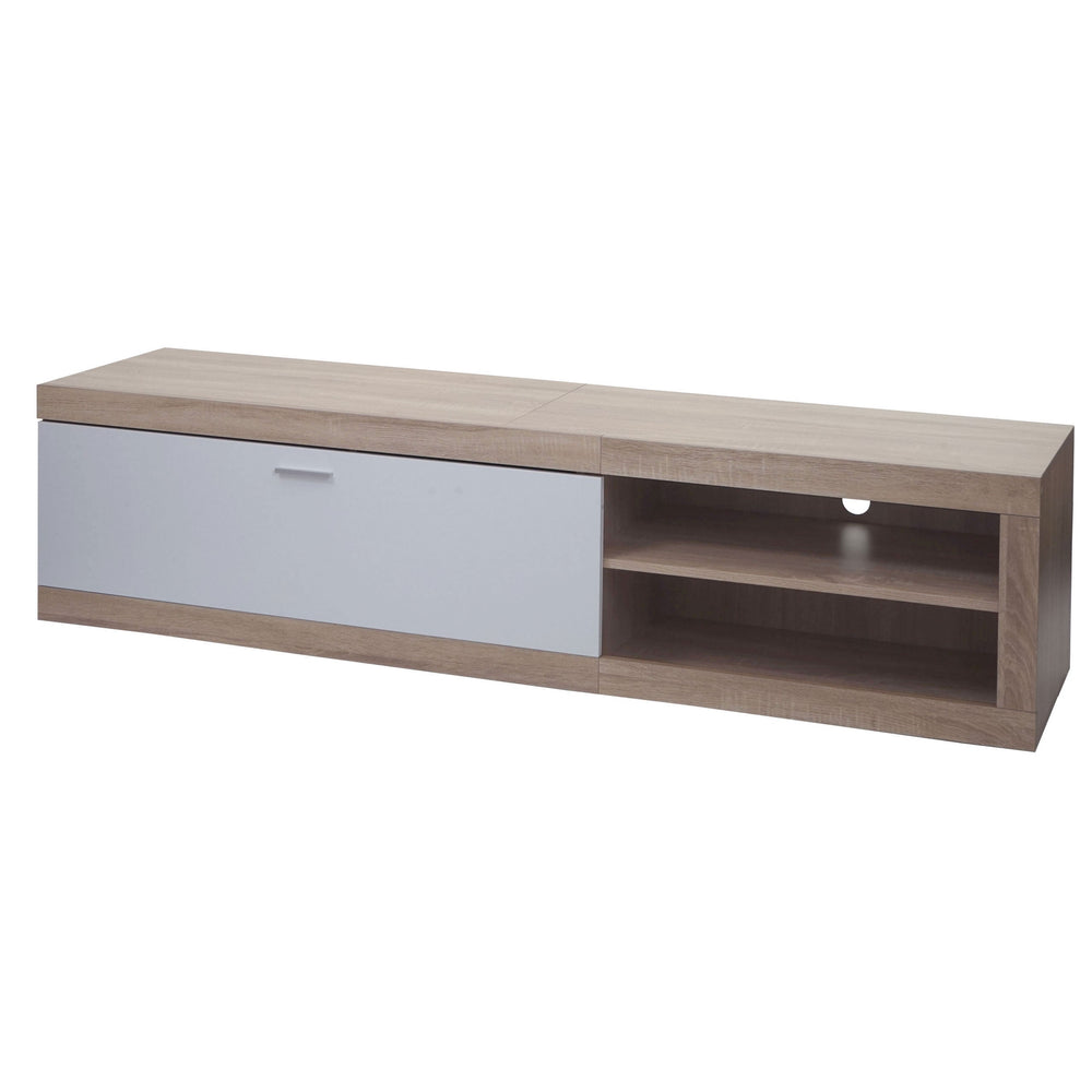 TV-Rack TV-Board Lowboard 43x180x41cm Eiche-Optik weiss