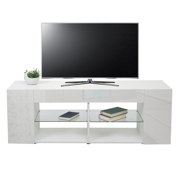 TV-Rack TV-Board Lowboard 50x144x40cm Hochglanz weiss
