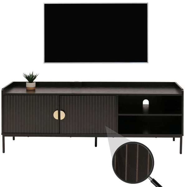 TV-Rack TV-Board Lowboard MDF 56x150x40cm Holzoptik schwarz