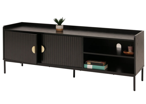 TV-Rack TV-Board Lowboard MDF 56x150x40cm Holzoptik schwarz