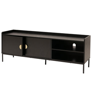 TV-Rack TV-Board Lowboard MDF 56x150x40cm Holzoptik schwarz