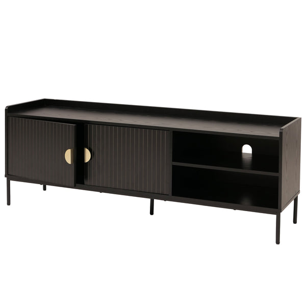 TV-Rack TV-Board Lowboard MDF 56x150x40cm Holzoptik schwarz