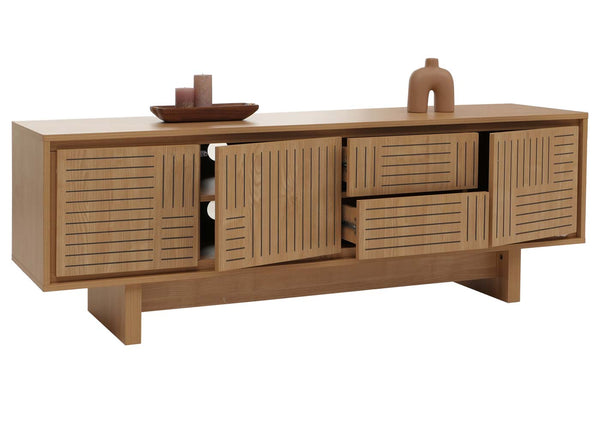 TV-Rack TV-Board Lowboard mit Schubladen 51,5x150x39,5cm Ulme natur