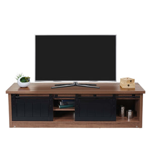 TV-Rack TV-Board Schiebetüren Staufächer 43x150x40cm braun