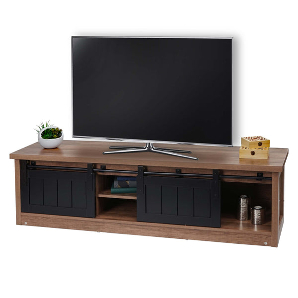TV-Rack TV-Board Schiebetüren Staufächer 43x150x40cm braun